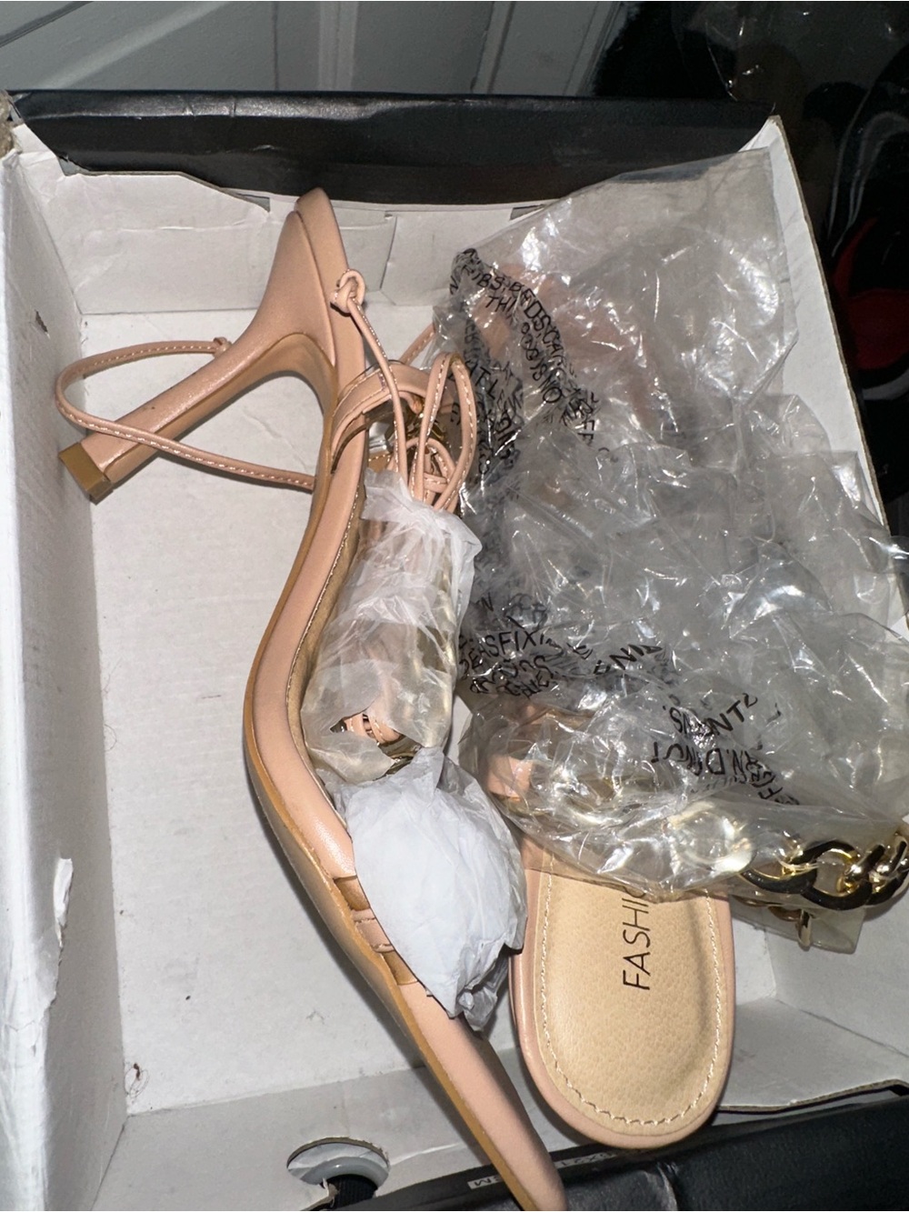 Faux Leather Nude Strappy Heel Sandals